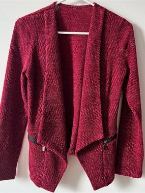 Women’s Red Open-Front Knit Cardigan sweater no label
